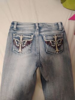 Women's Embellished Cross Wing Denim Jeans
