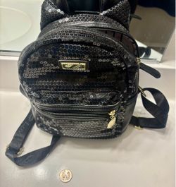 Betsey Johnson Black Sequin Mini Backpack