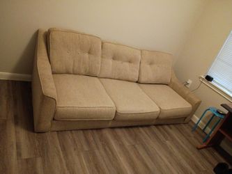 Beige Tufted 3-Seat Fabric Sofa and love seat