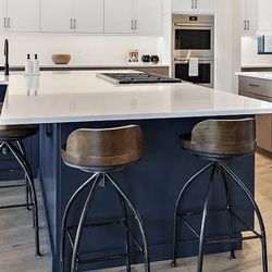Four Wooden Iron Bar Stools