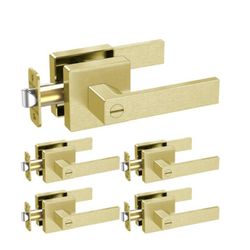 TICONN Heavy Duty Privacy Door Levers (5 Pack) Satin Brass