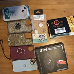 Iphone, 12/13 Mini Bundle With Screen Protectors, Ones Protectors, Mini Pop, Socket Wireless