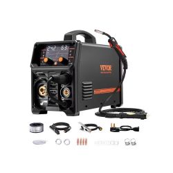 Pro MIG Welder, 250A Pluse Mig Welding Machine, 5-in-1 Synergic Welder Machine MIG Pluse/Gas MIG/Flux Core MIG/Stick/Lift TIG, 110V/220V Dual Voltage 