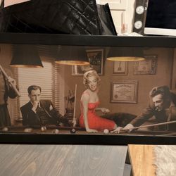 Marilyn Monroe And Elves, Etc. Playing Pool Fram 14in X 38in