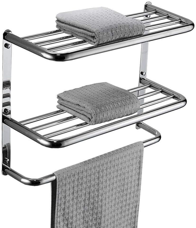 Bathroom Shelf 3-Tier Wall Mounting Rack with Towel Bars
