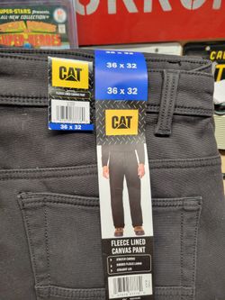 CAT Caterpillar Fleece Lined Canvas Pants Work Insulated Men Flex Utility New $38 EACH 🔥 36X32