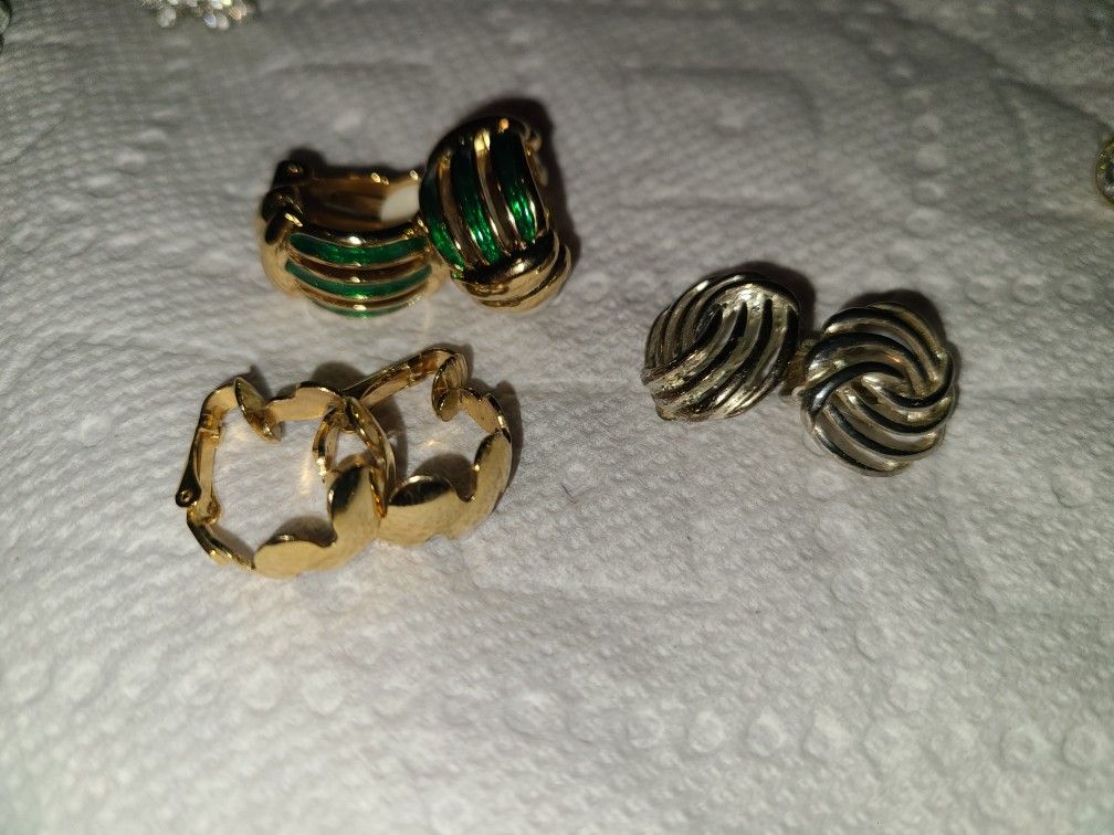 3 pair costume gold Earrings