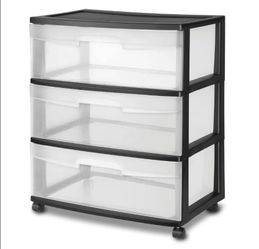 Wheeled 3 Drawer Tower Storage Organizer Cart, Black Frame