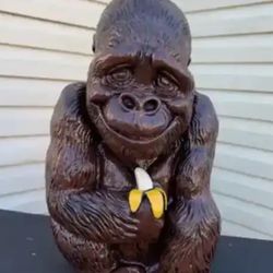 Gorilla Holding Banana Statue