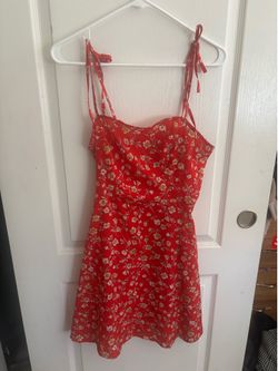 Women’s red floral dress