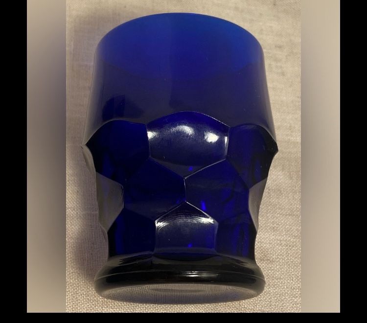 Vintage glass Viking Cobalt Blue Tumbler drinking glass honeycomb pattern MCM