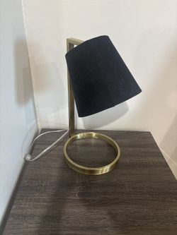 Modern Brass Table Lamp with Black Shade