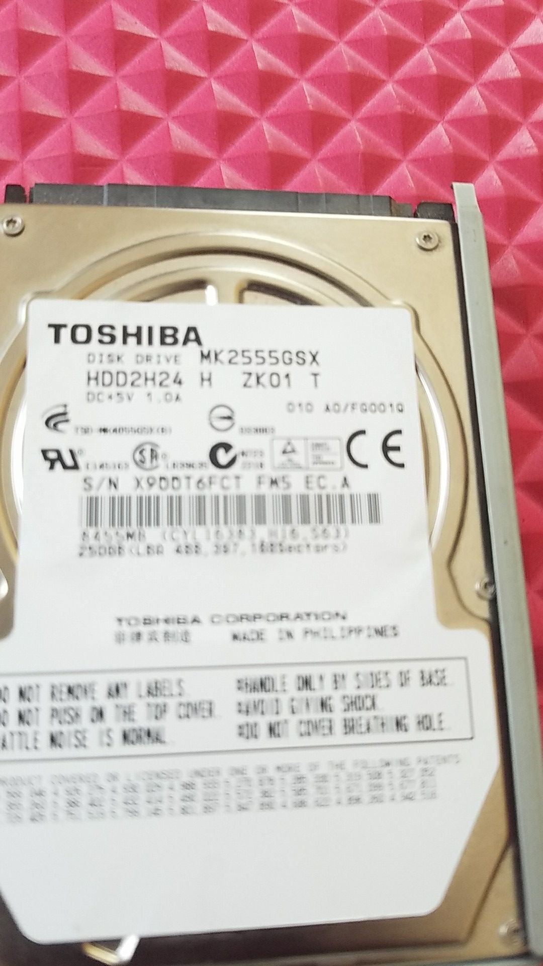 Toshiba 250GB 2.5 LAPTOP SATA HARD DRIVE