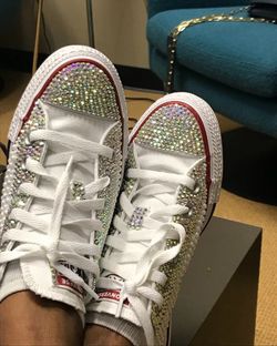 Pearl and rhinestone bling converse