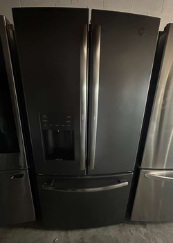 GE French Door Fridge – Black Stainless, Ice & Water Dispenser