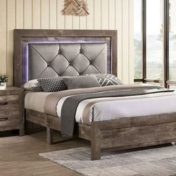 Modern Queen Bed With LED