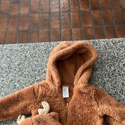 0-3 and 3 month sherpa jacket/ hat and suit 
