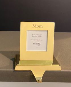 Stocking Holder Holiday Picture Frame Gold Engraved Mom