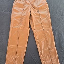 New Nine West Womens Brown Faux Leather Jogger Pants Size Medium