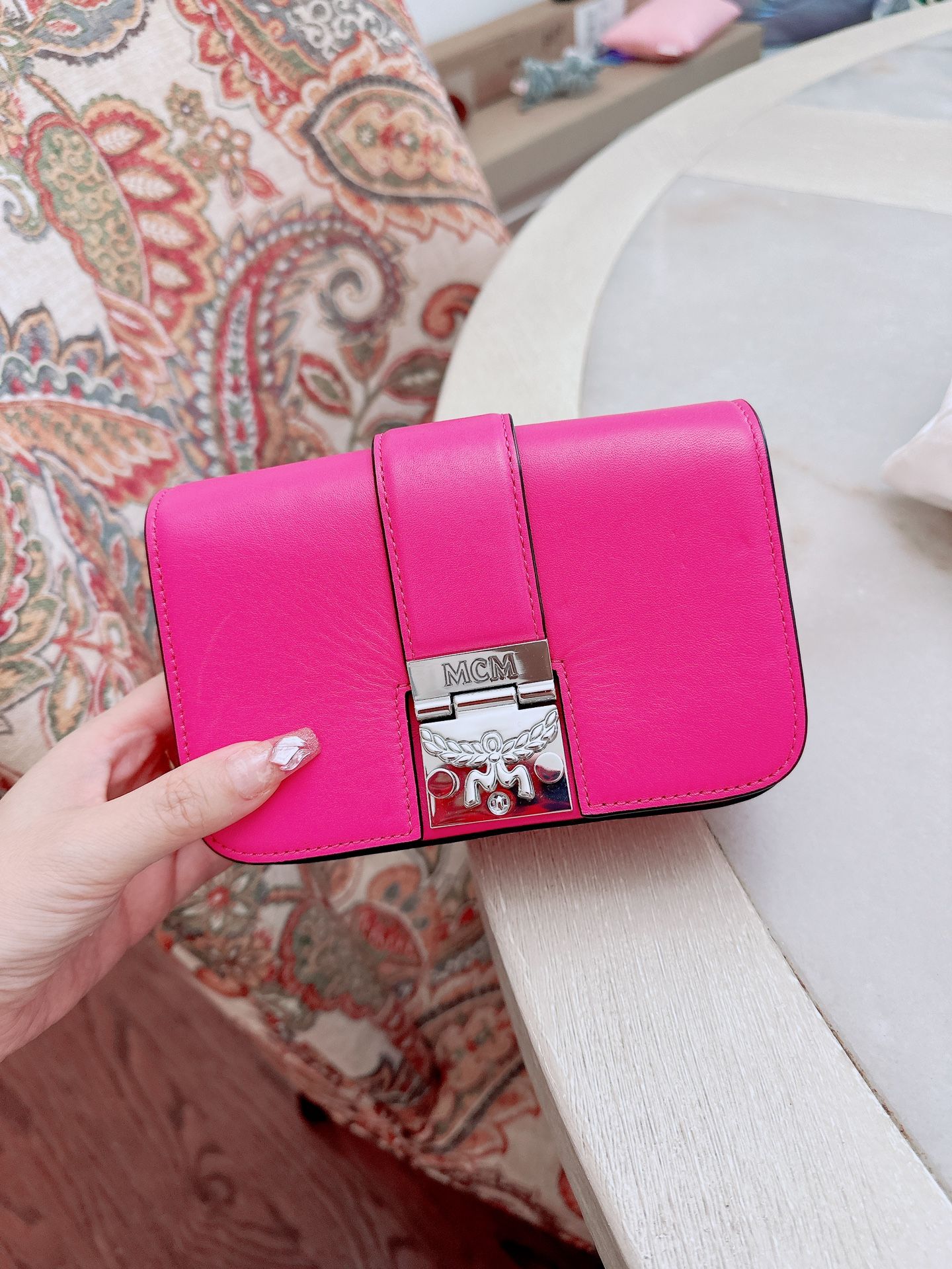 MCM Karoline Mini leather pink crossbody /purse /clutch /shoulder bag /New