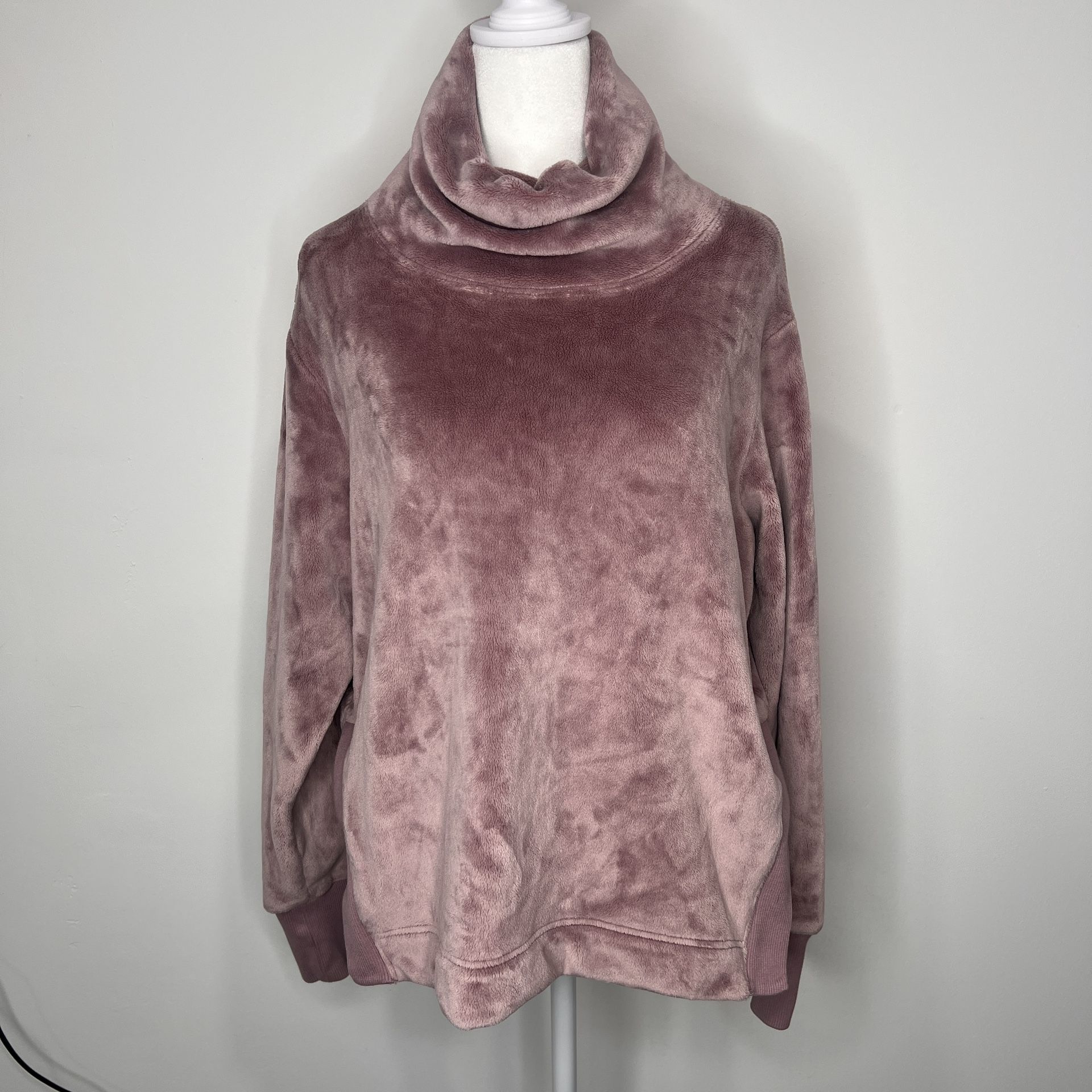 Athleta XS Double Cozy Karma Funnel Neck Sweatshirt Flora Mauve 511446