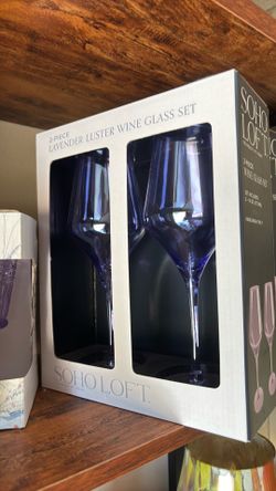 6 LAVENDER WINE GLASSES