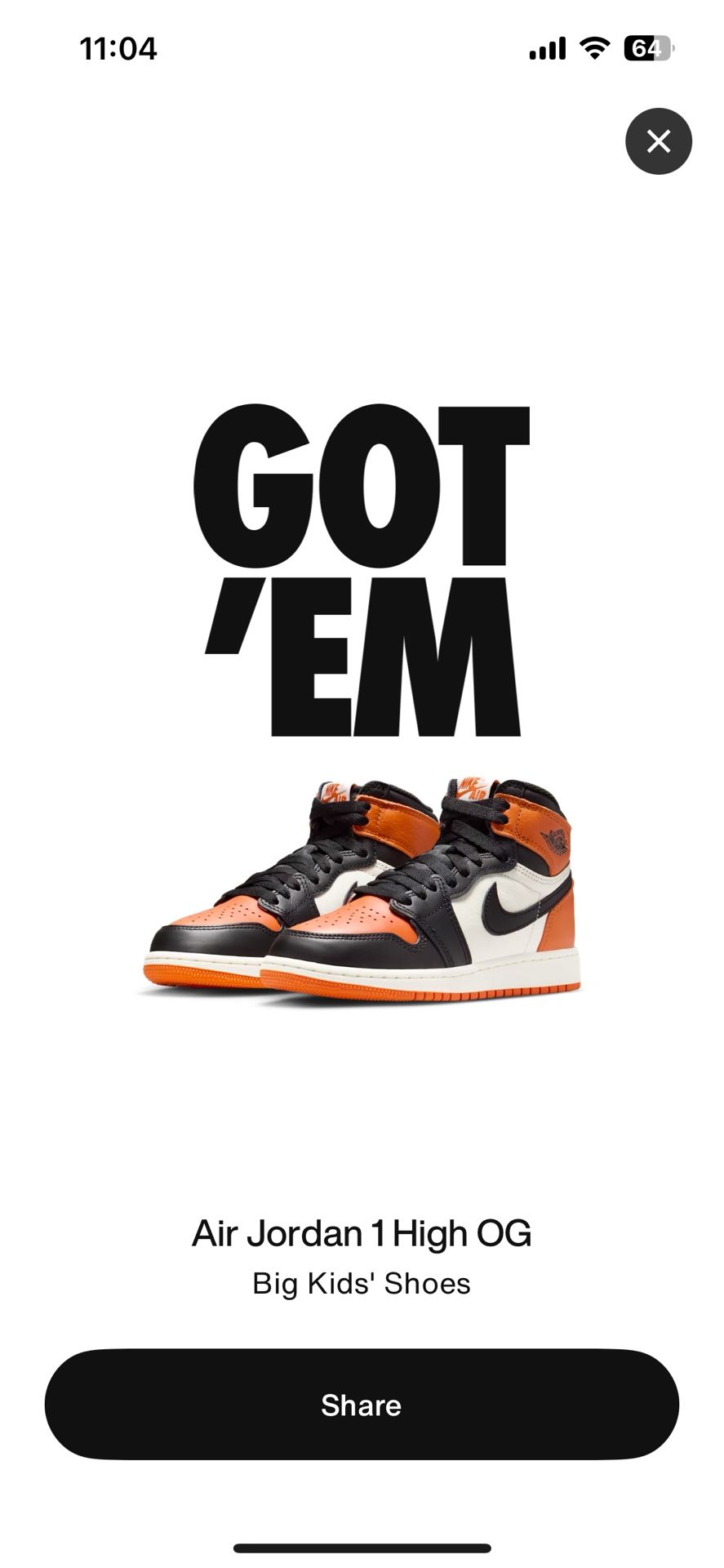 Shattered Backboard Jordan OG 1 Size 6y