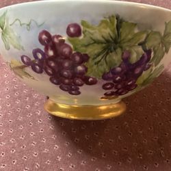 Antique Hand Painted Punch Bowl