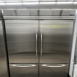 Kitchen Aid 72” Stainless Steel Built In Side By Side Refrigerator Column Set 