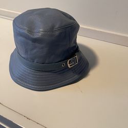 Leather Coach Hat Blue
