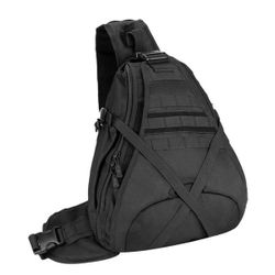 Tactical Shoulder Bag, Military Molle Crossbody Sling Daypack Laptop Outdoor Commuter Backpack Black