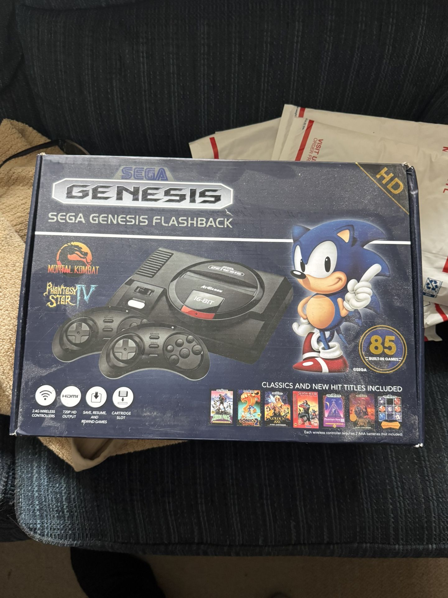 AtGames Sega Genesis Flashback 85 Built-in Games - Black, Like New