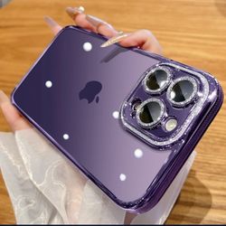 JAZZCAMEL for iPhone 14 Pro Max Case with Onepiece Glitter Camera Protector,Military Anti-Slip Gear Line, Military Drop Protection, Slim Luxury for Wo