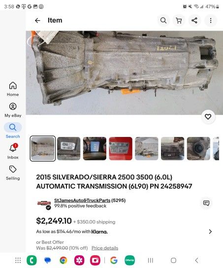 2015 GMC/ CHEVROLET 6L90 TRANSMISSION REBUILT BY JASPERS TRANSMISSION