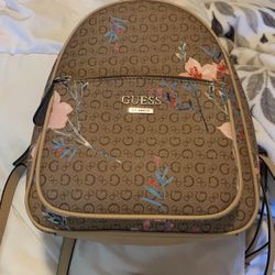 brown floral guess backpack