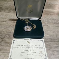 Clarion Pell Princess Grace Collection Swirling Sea Reversible Pendant Necklace with Box & COA