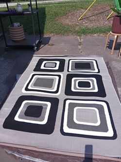 Gray,Black and White Area Rug