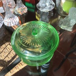 Rare lime green glass candy dish