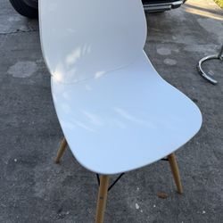 Beautiful White With Wood Black Metal Frame Accent Chair