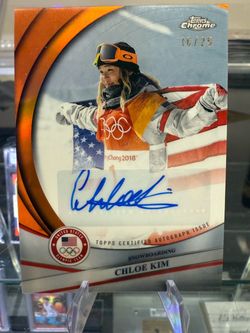 2026 topps chrome Winter Olympics Chloe Kim orange auto /25 SSP $150 OBO