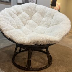 Papasan Chair And Faux Fur Cushion