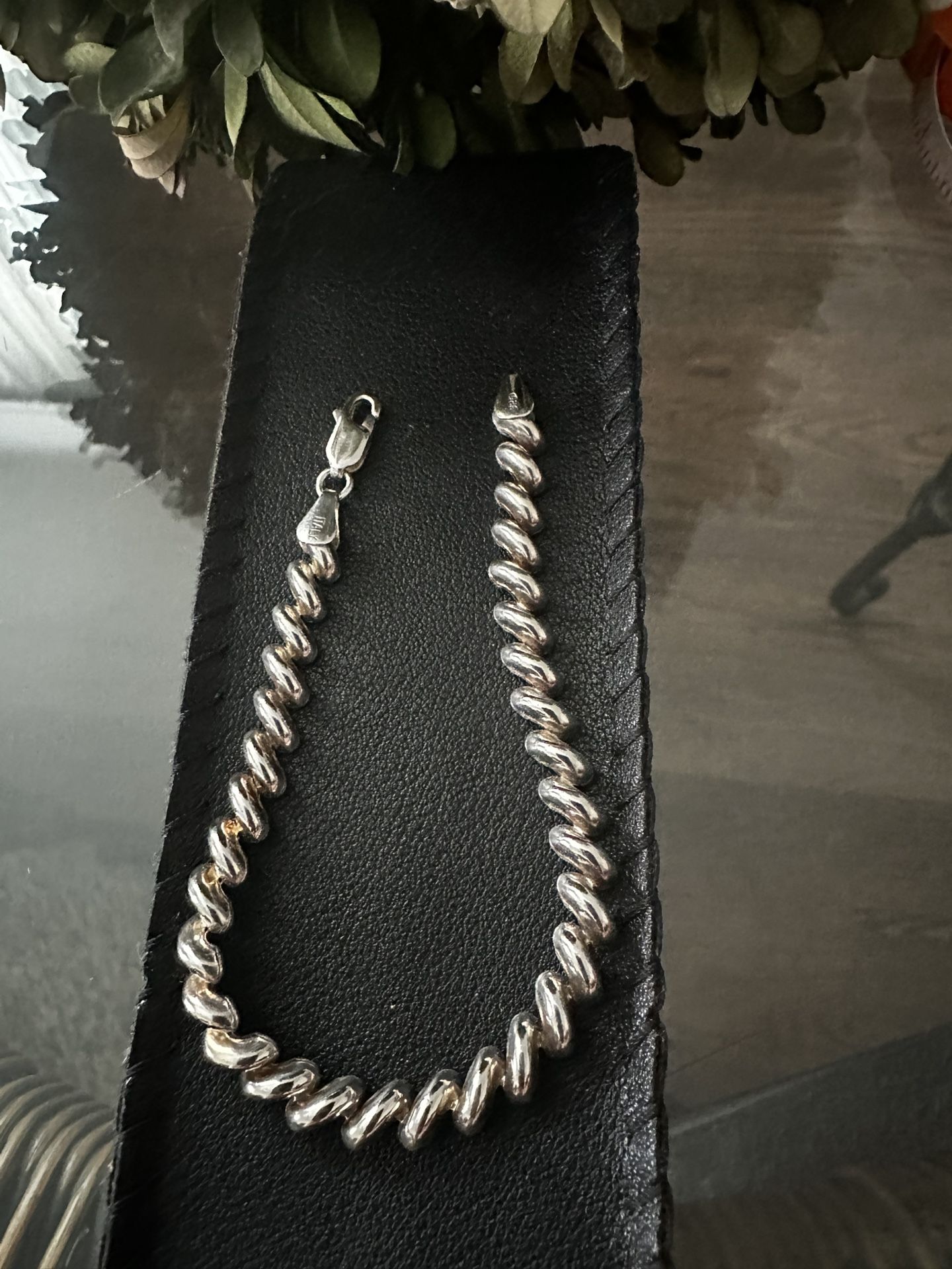 Italy 925 Sterling Silver 5mm San Marco 7" Bracelet Preowned.