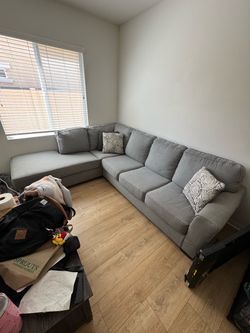 Living Spaces Light Gray 2 Pc Sectional