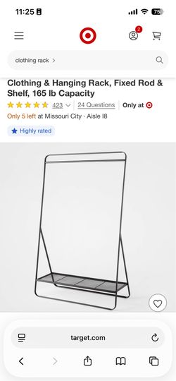 Black Clothes Rack with Shelf