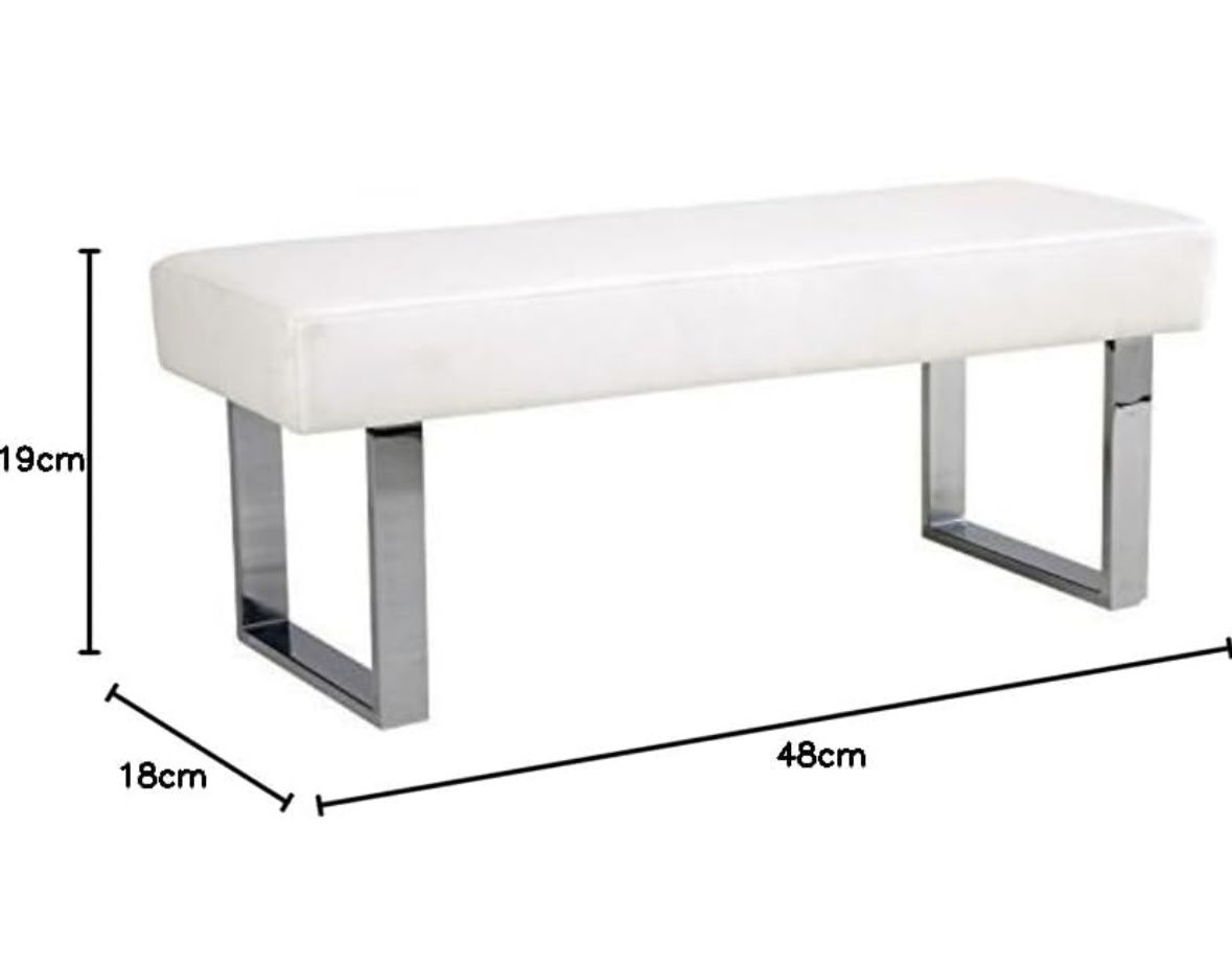 Armen Living Amanda Bench in White and Chrome Finish 48"x18"x19"