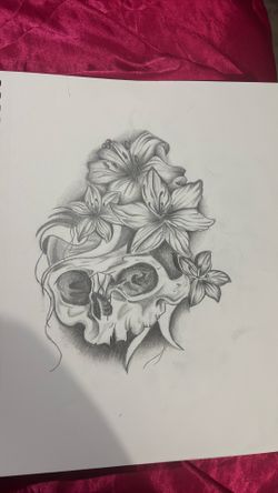 skeleton flower drawing