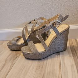 Jessica Simpson Glitter Wedge Heels - 7