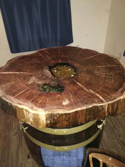 Whiskey barrel table