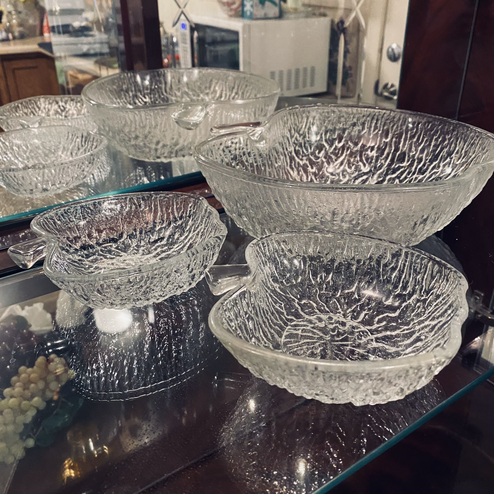 One Large With Three Small Bowls For Salad Or Dessert