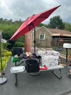 Picnic Table and Umbrella